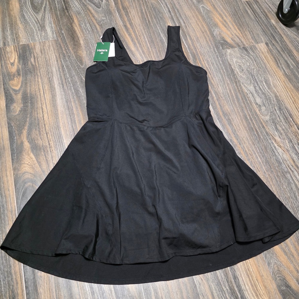 Halara Softlyzero Airy Black Exercise Dress XL Built-in Shorts Pockets Athletic